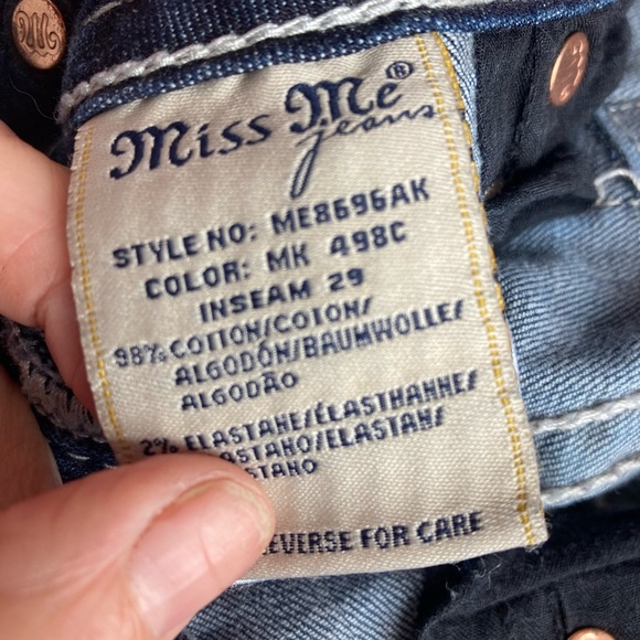 Miss Me Ankle Skinny Stretch distressed Jeans  Size 26 - Picture 4 of 15